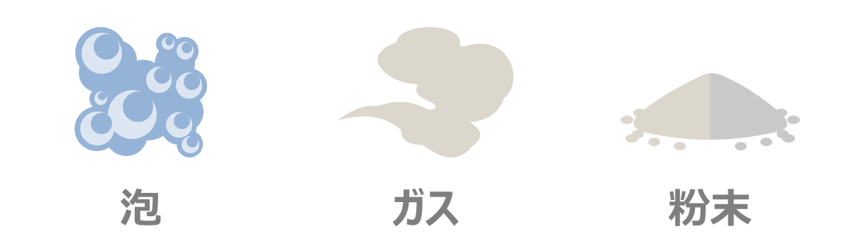 泡、ガス、粉末による消火は、窒息消火