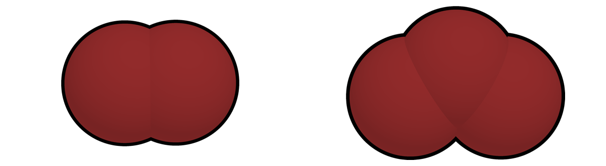 酸素(左)とオゾン(右) 酸素(左)とオゾン(右)