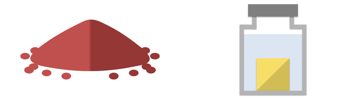 赤りん(左)、黄りん(右) 赤りん(左)、黄りん(右)