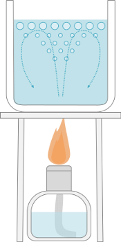 暖められたビーカーの中で起こる対流